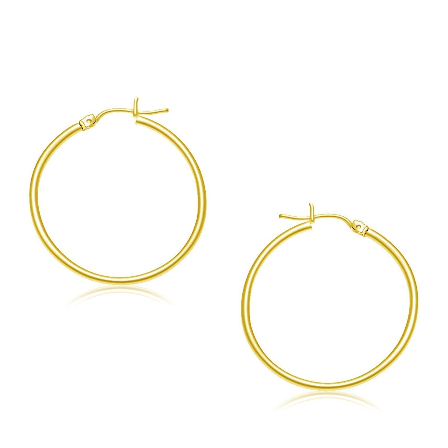 10k Yellow Gold Polished Hoop Earrings (30 mm) Bids.com