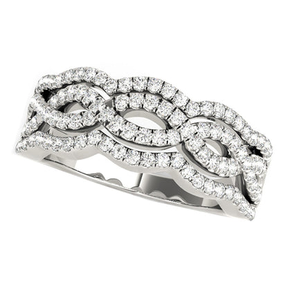 Diamond Studded Ring with Four Curves in 14k White Gold (5/8 cttw) Bids.com