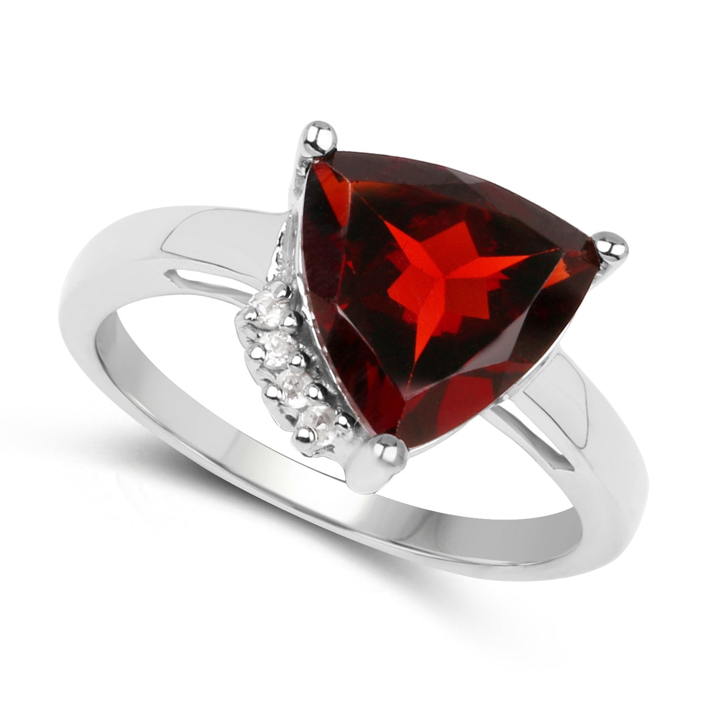 3.56 Carat Genuine Garnet and White Topaz .925 Sterling Silver Ring Bids.com