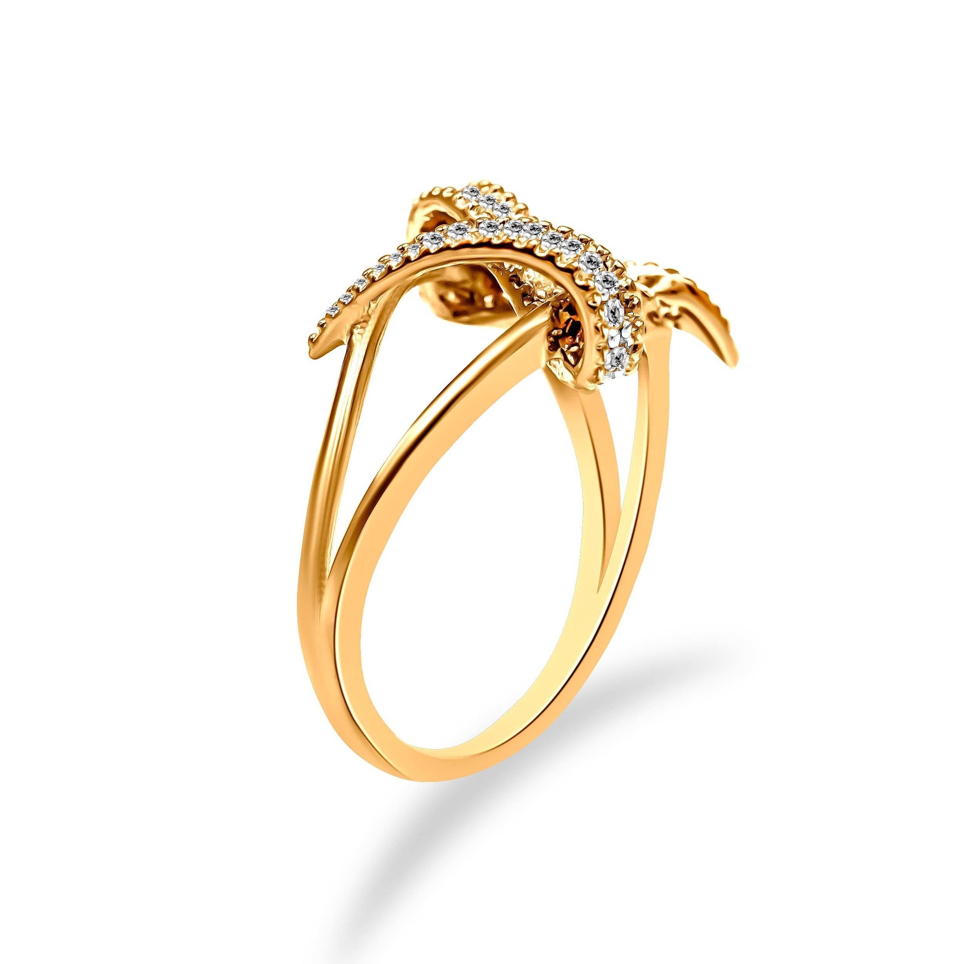 14K Yellow Gold Plated .925 Sterling Silver 1/4 Cttw Diamond Interlocking Bypass Ring (I-J Color, I1-I2 Clarity) - Size 7 Bids.com