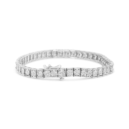 .925 Sterling Silver 1/10 Cttw Diamond 7.25" Link Bracelet (I-J Color, I2-I3 Clarity) Bids.com