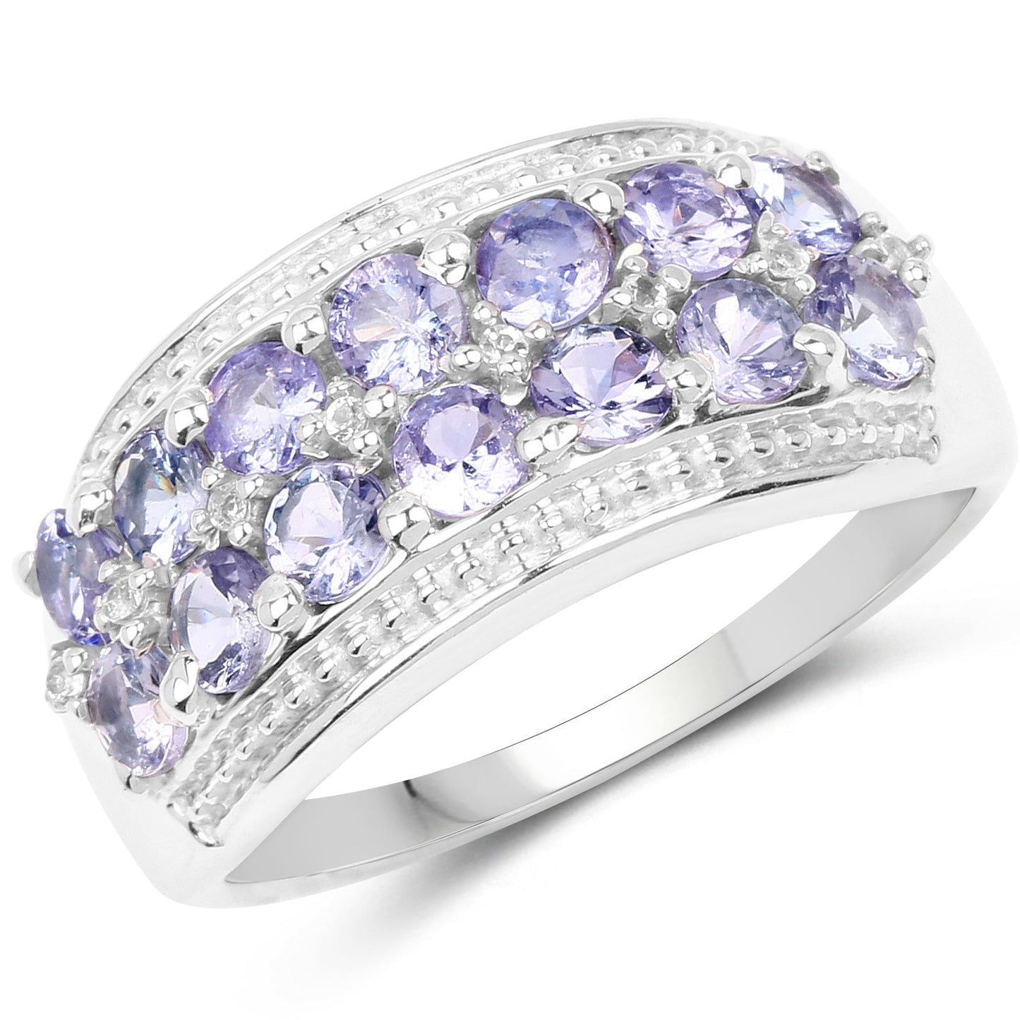 1.44 Carat Genuine Tanzanite & White Topaz .925 Sterling Silver Ring Bids.com