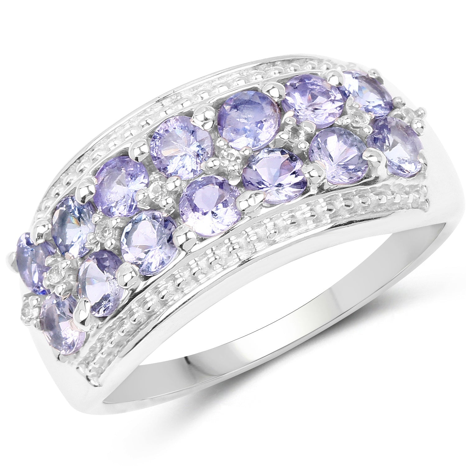 1.44 Carat Genuine Tanzanite & White Topaz .925 Sterling Silver Ring Bids.com