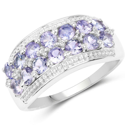 1.44 Carat Genuine Tanzanite & White Topaz .925 Sterling Silver Ring Bids.com
