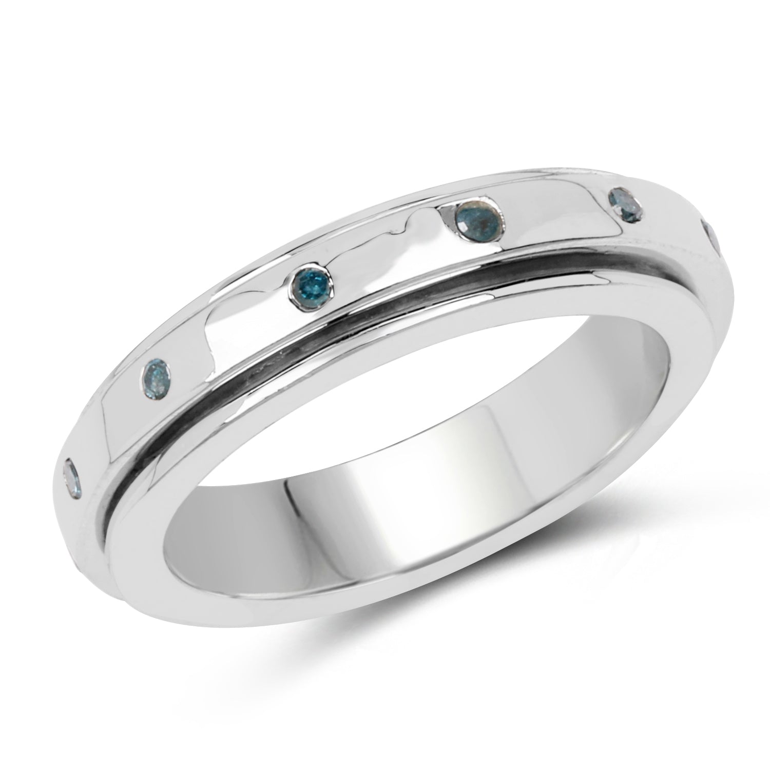 0.14 Carat Genuine Blue Diamond .925 Sterling Silver Ring Bids.com