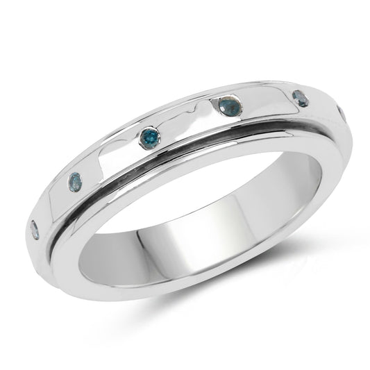 0.14 Carat Genuine Blue Diamond .925 Sterling Silver Ring Bids.com