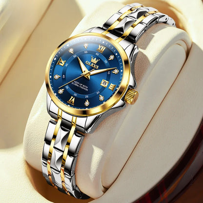 Women's Gold Stainless Steel Slim Luminous Waterproof Watch BandsCo Straps