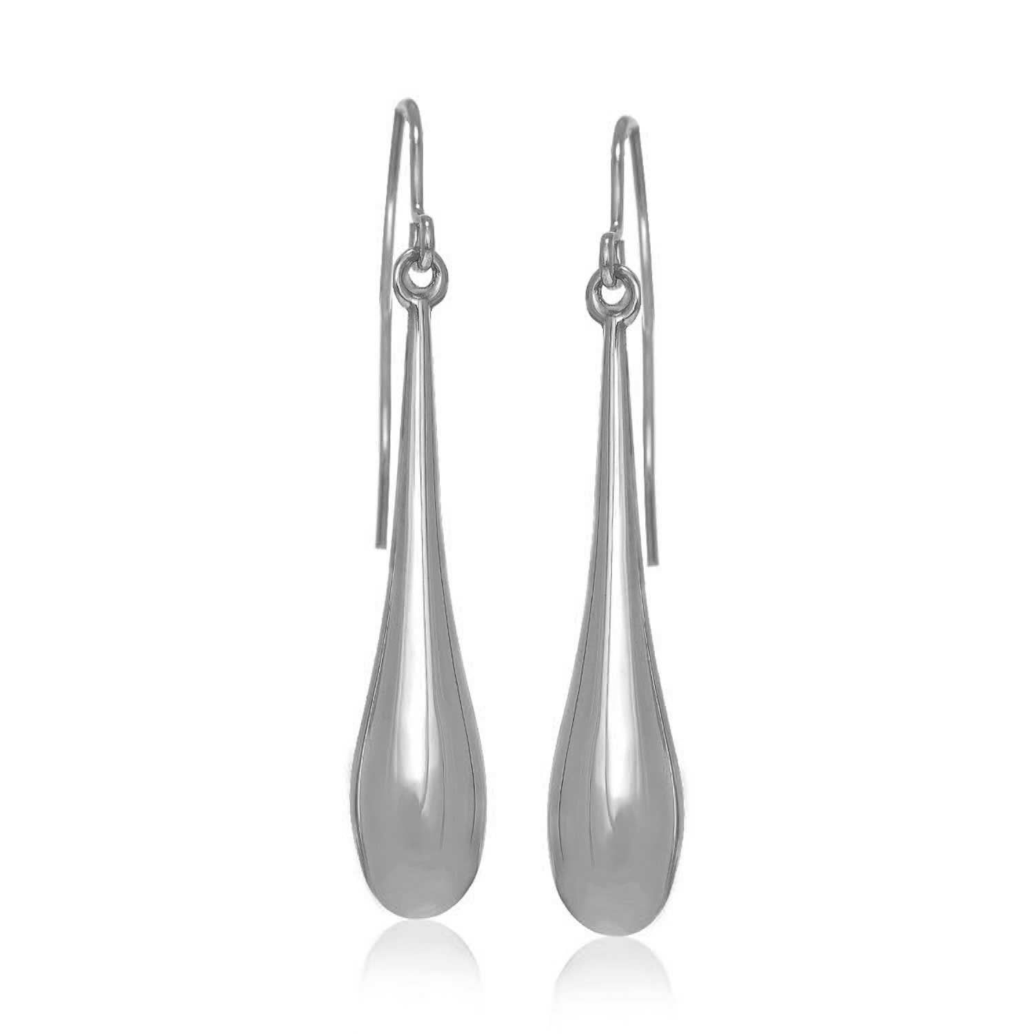 14k White Gold Long Polished Teardrop Dangling Earrings Bids.com