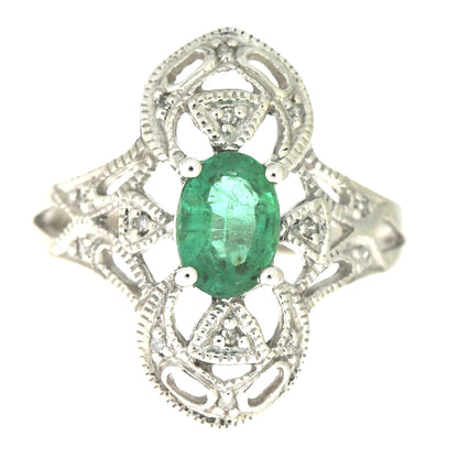 Genuine .70ct Emerald Diamond Ring 10KT White Gold Bids.com