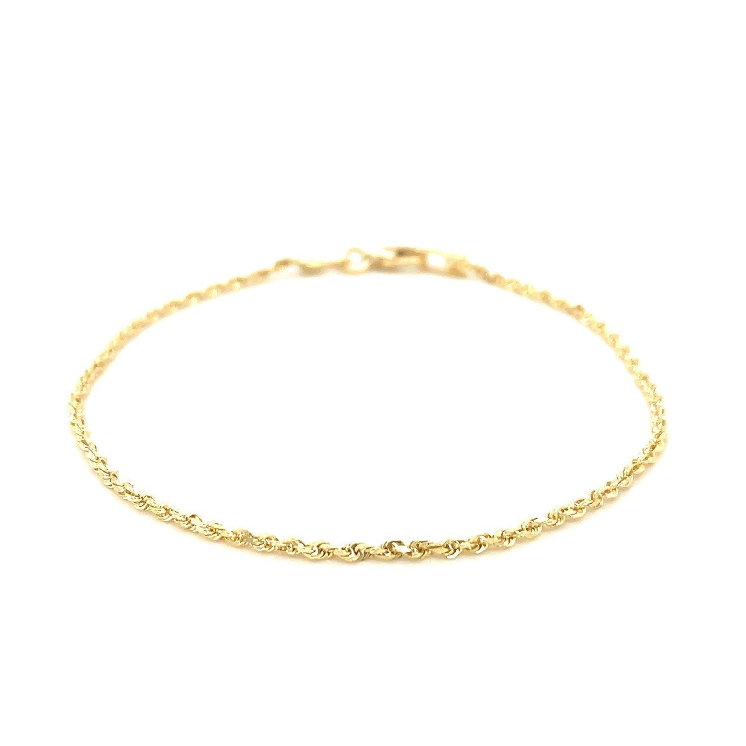 10k Yellow Gold Solid Diamond Cut Rope Bracelet 1.5mm Bids.com