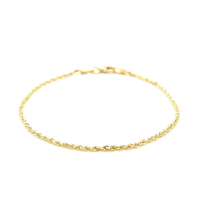 10k Yellow Gold Solid Diamond Cut Rope Bracelet 1.5mm Bids.com
