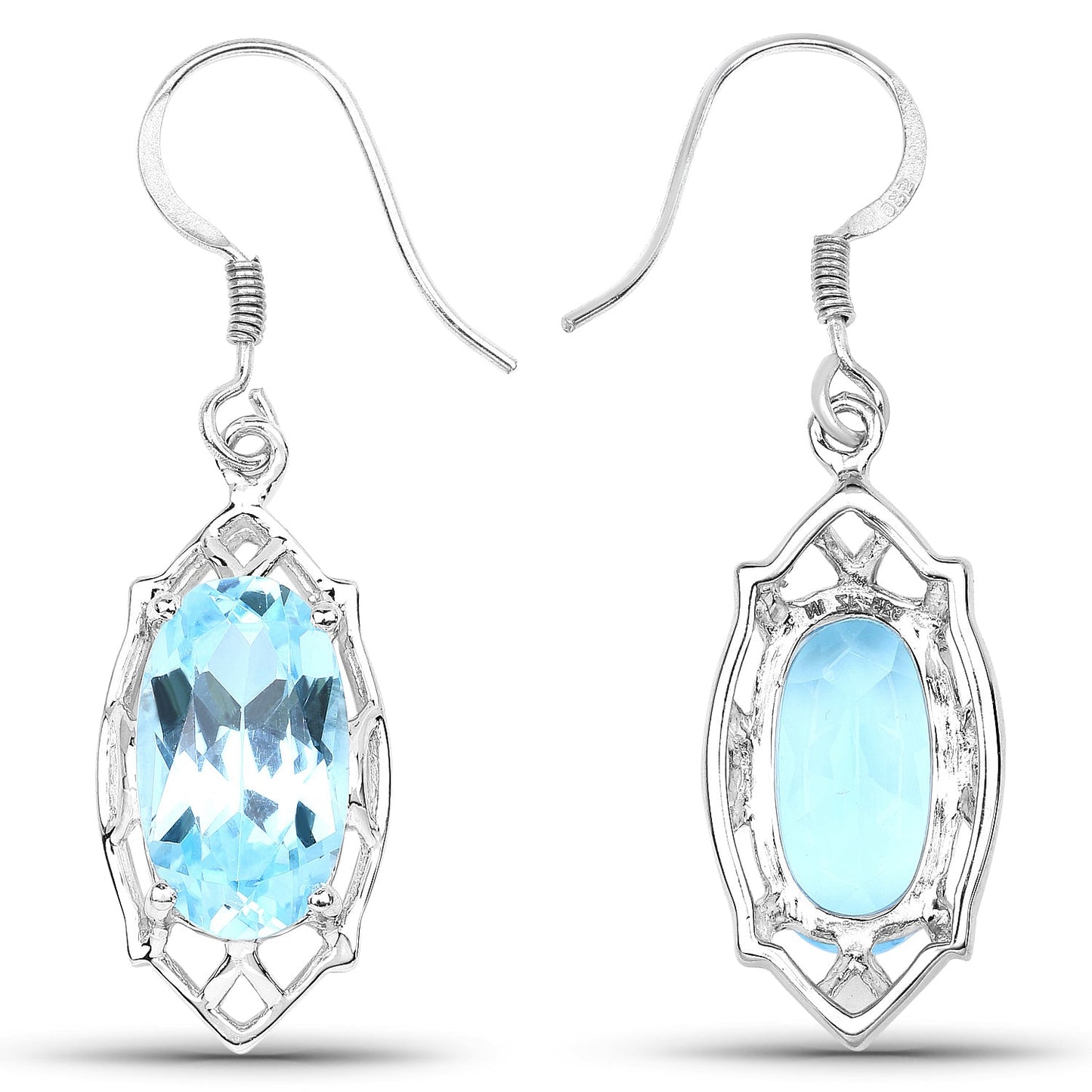13.68 Carat Genuine Blue Topaz .925 Sterling Silver Earrings Bids.com