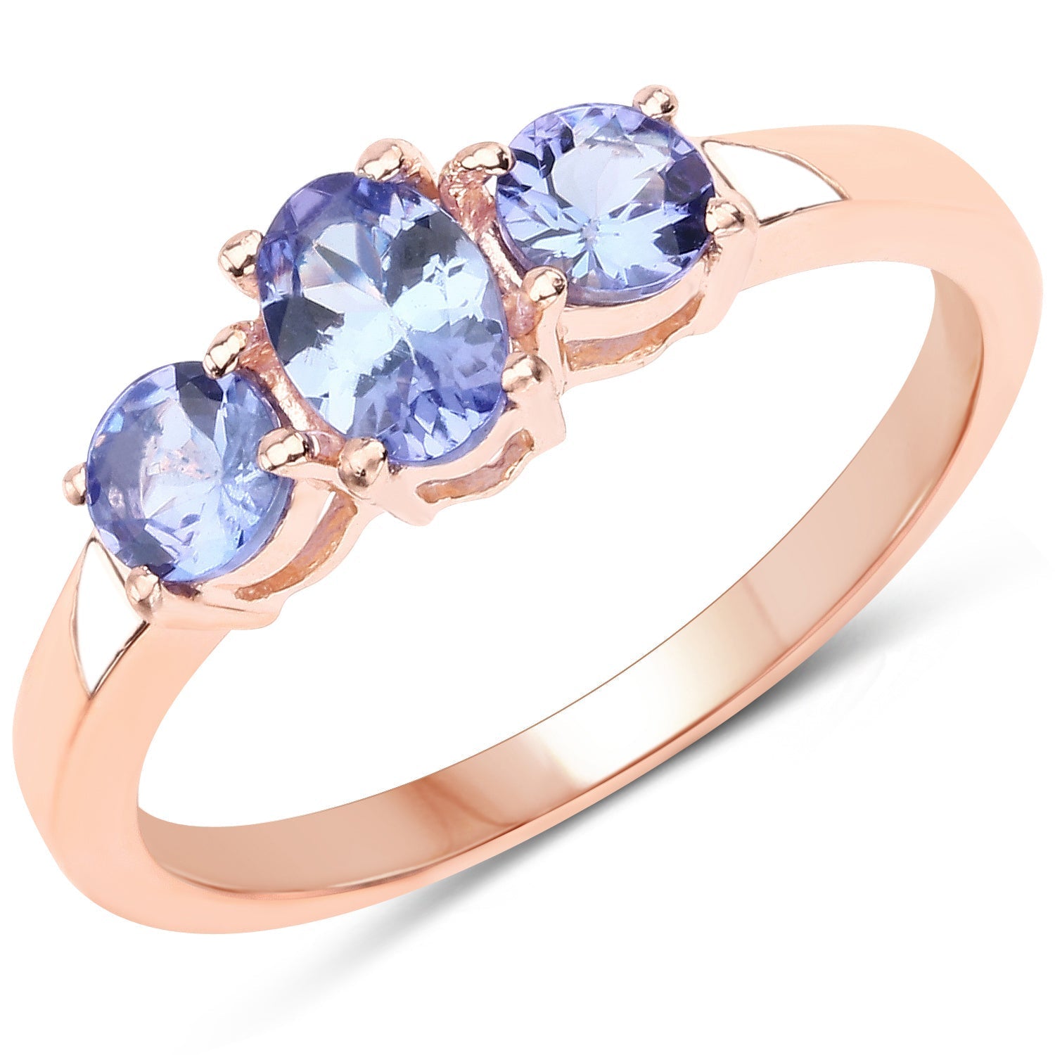 18K Rose Gold Plated 0.90 Carat Genuine Tanzanite .925 Sterling Silver Ring Bids.com