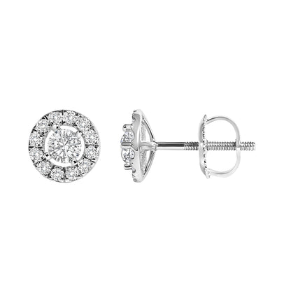 14K White Gold 3/4 Cttw Lab-Grown Diamond Floating Halo Stud Earring (F-G Color, VS1-VS2 Clarity) Bids.com