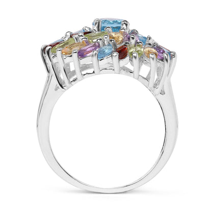 3.70 Carat Genuine Multi Stone .925 Sterling Silver Ring Bids.com