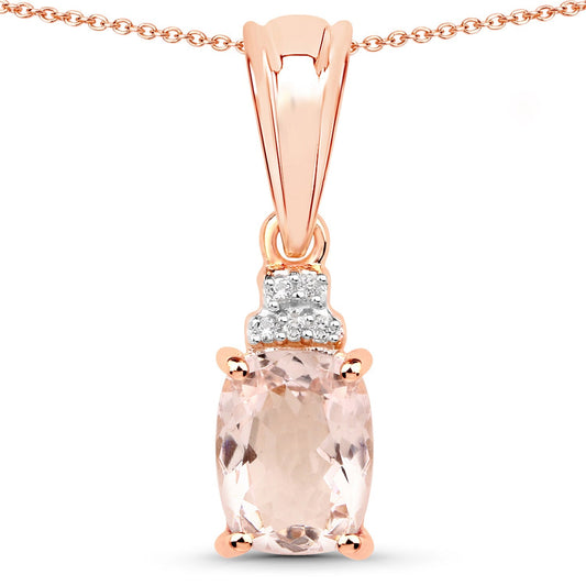 1.12 Carat Genuine Morganite and White Topaz .925 Sterling Silver Pendant Bids.com