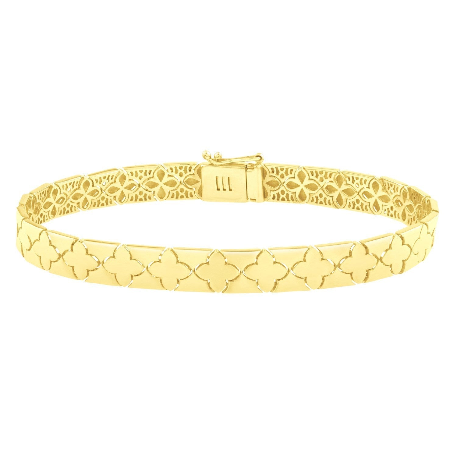 14k Yellow Gold 7 inch Clover Bracelet (6.50 mm) Bids.com