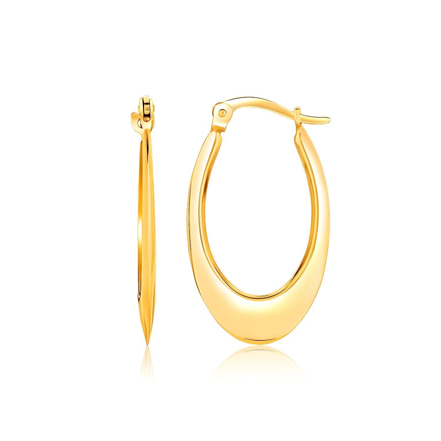 14k Yellow Gold Puffed Graduated Open Oval Earrings Bids.com