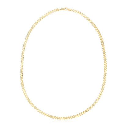 14k Yellow Gold High Polish The Textured Fancy Chain Necklace (4mm) Bids.com