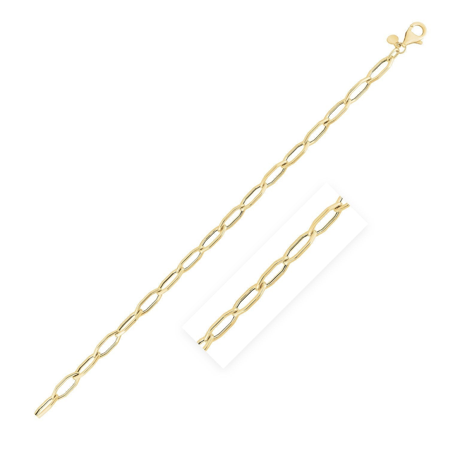 14k Yellow Gold High Polish Hexagon Link Bracelet (5.0mm) Bids.com