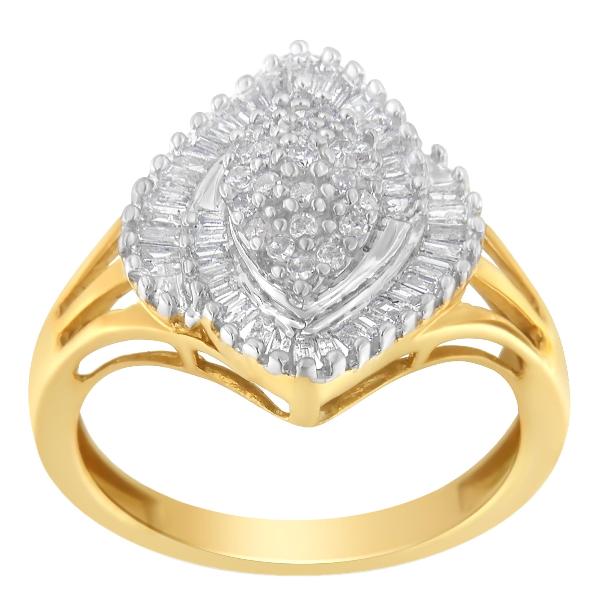10K Yellow Gold Diamond Cocktail Ring (1/2 Cttw, J-K Color, I2-I3 Clarity) - Size 6-1/2 Bids.com