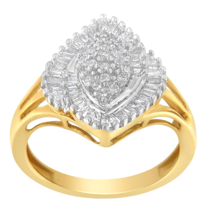 10K Yellow Gold Diamond Cocktail Ring (1/2 Cttw, J-K Color, I2-I3 Clarity) - Size 6-1/2 Bids.com