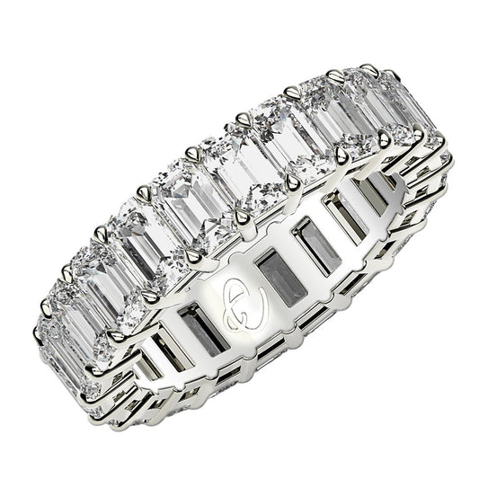 Emerald Cut Lab Grown Diamond Eternity Ring in 14k White Gold (4 cttw FG/VS2) Bids.com