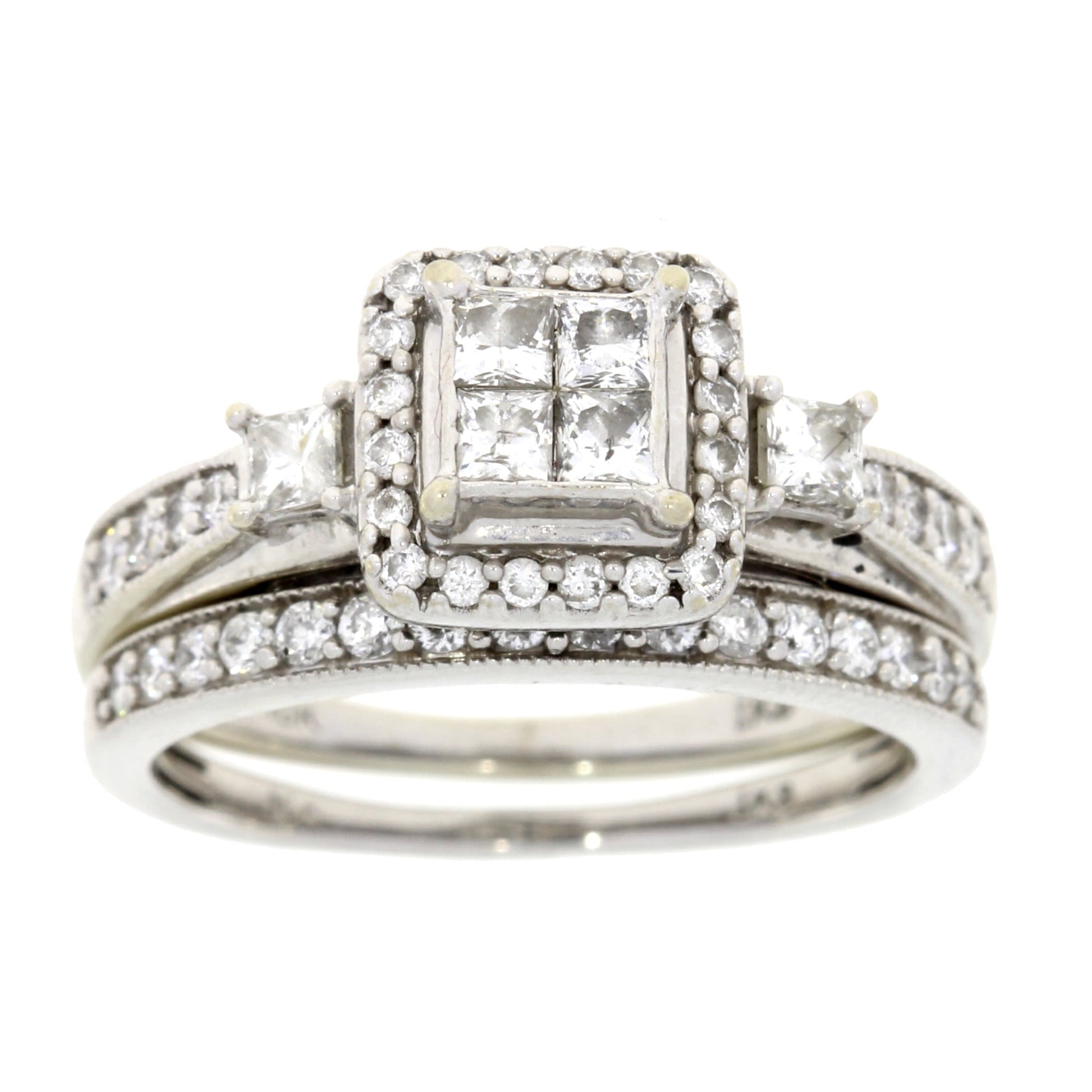 1.00ct Diamond Engagement Ring Set 10KT White Gold Bids.com