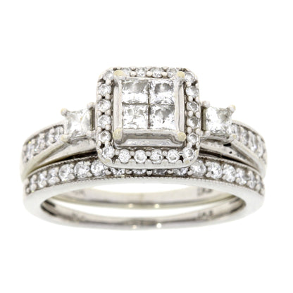 1.00ct Diamond Engagement Ring Set 10KT White Gold Bids.com