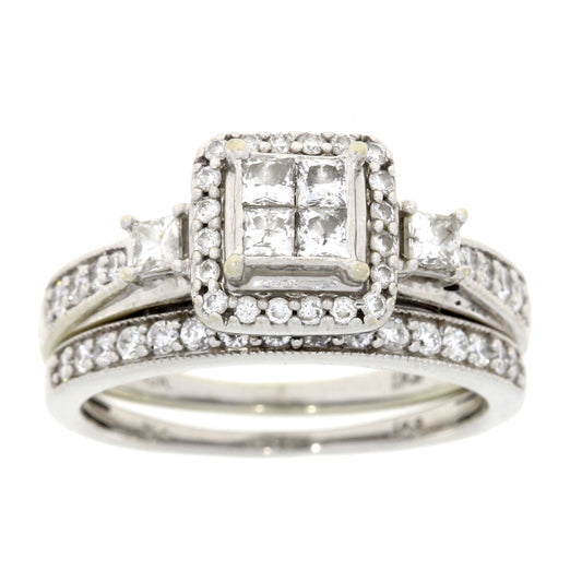 1.00ct Diamond Engagement Ring Set 10KT White Gold Bids.com