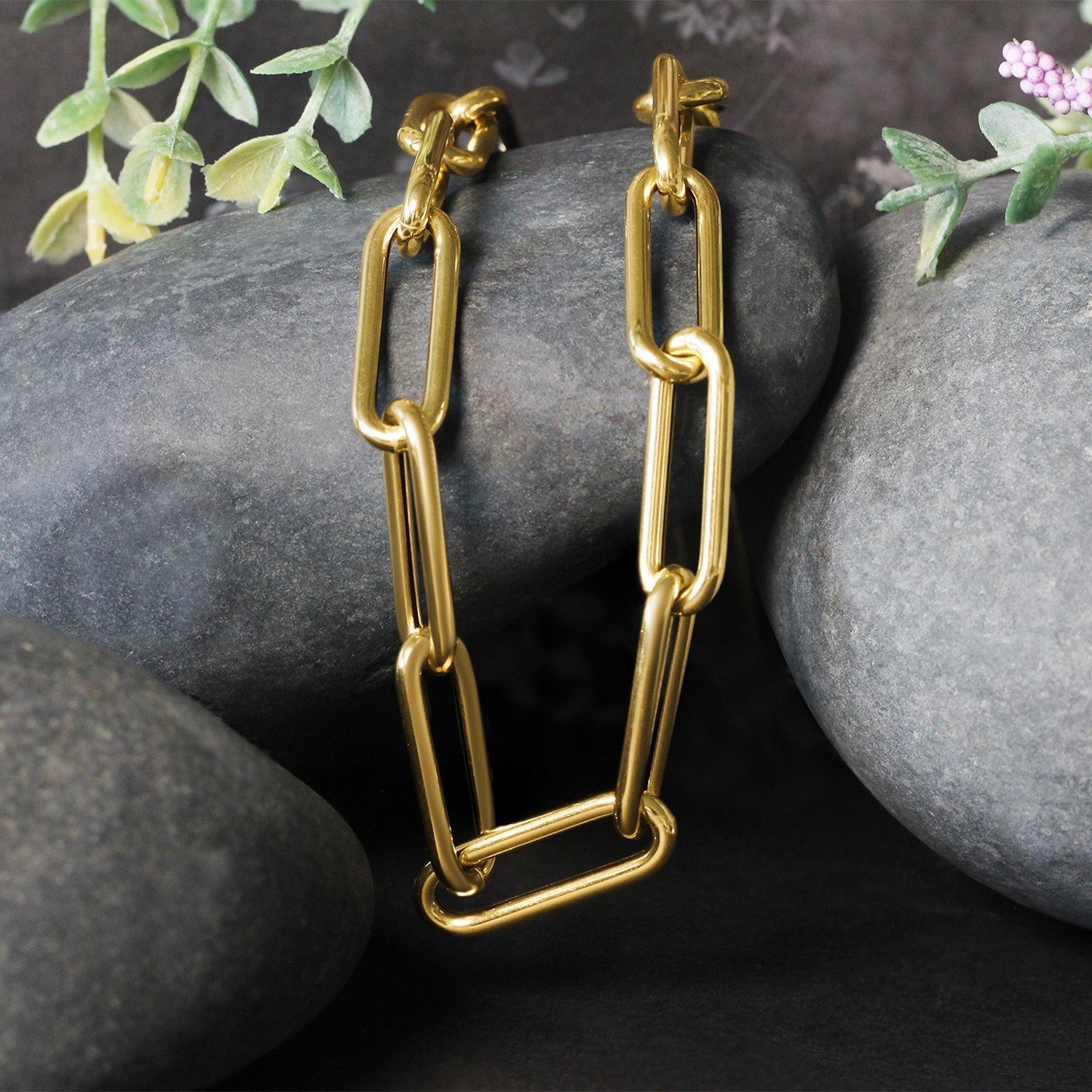 14k Yellow Gold Rounded Paperclip Chain Necklace Bids.com