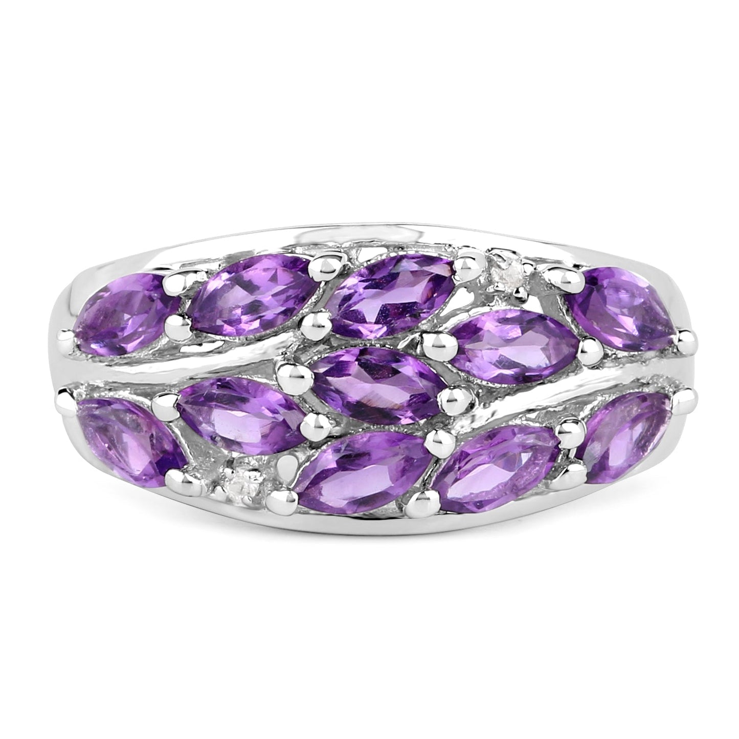 1.67 Carat Genuine  Amethyst and White Topaz .925 Sterling Silver Ring Bids.com