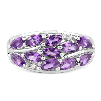 1.67 Carat Genuine  Amethyst and White Topaz .925 Sterling Silver Ring Bids.com