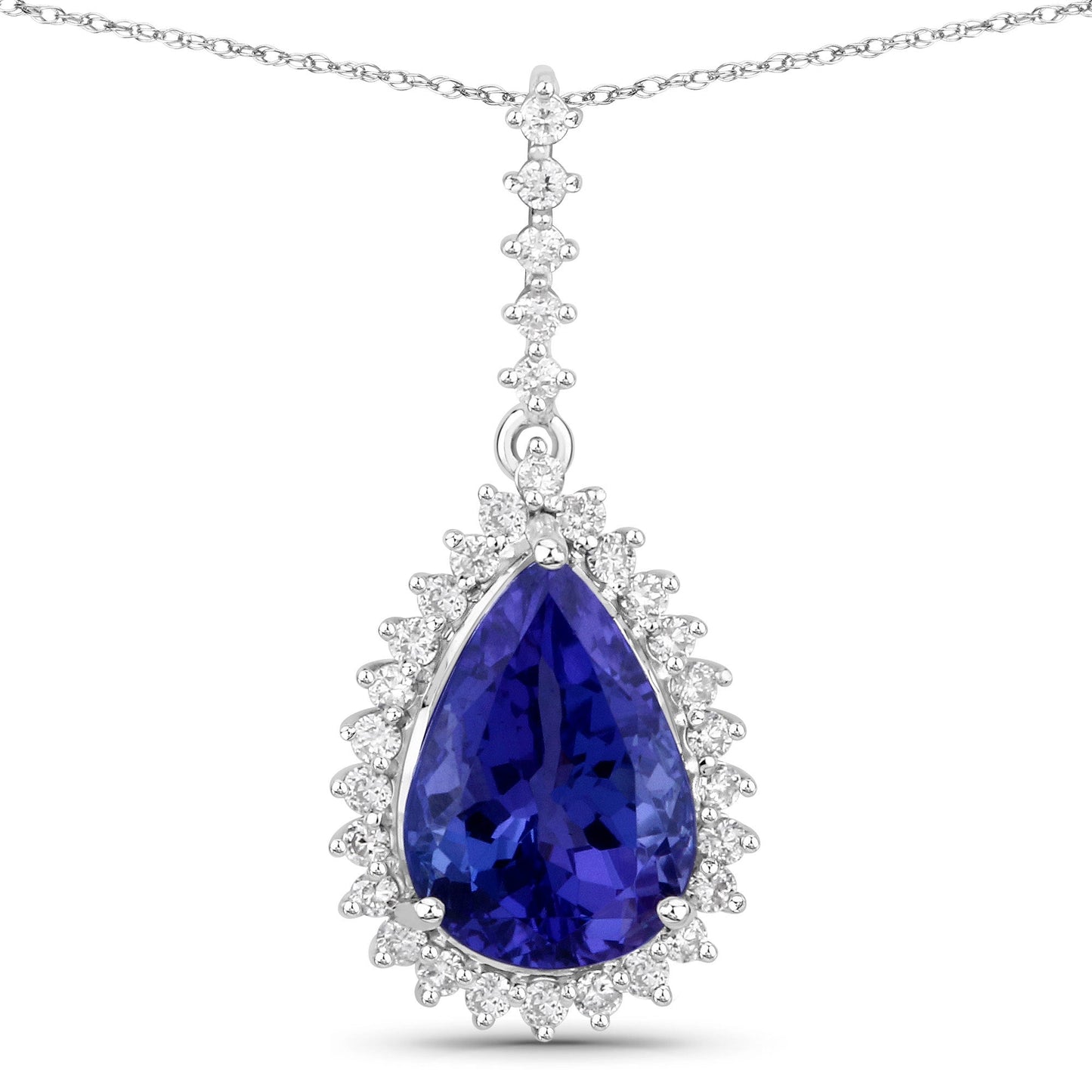 3.05 Carat Genuine Tanzanite and White Diamond 14K White Gold Pendant Bids.com