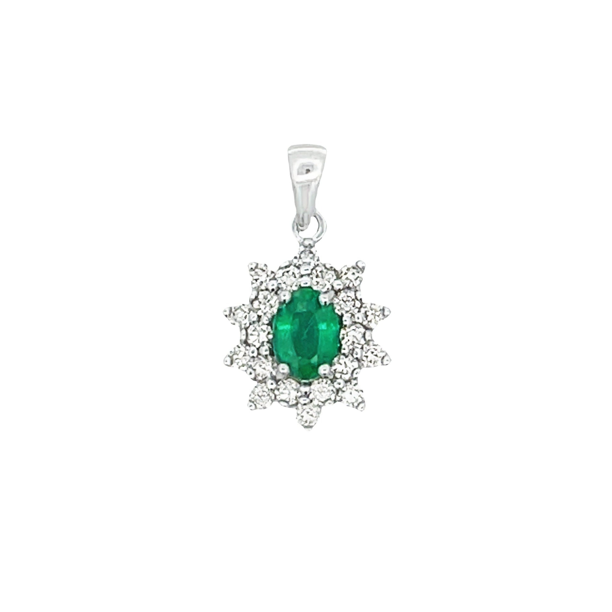 1.43ct Emerald Diamond Fashion Pendants 14KT White Gold Bids.com