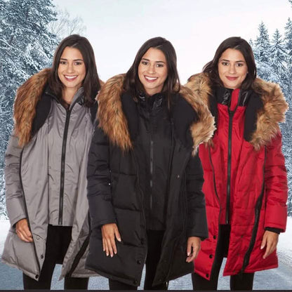 Celsius Women's Faux Fur Hooded Biker Style Puffy Coat DailySale