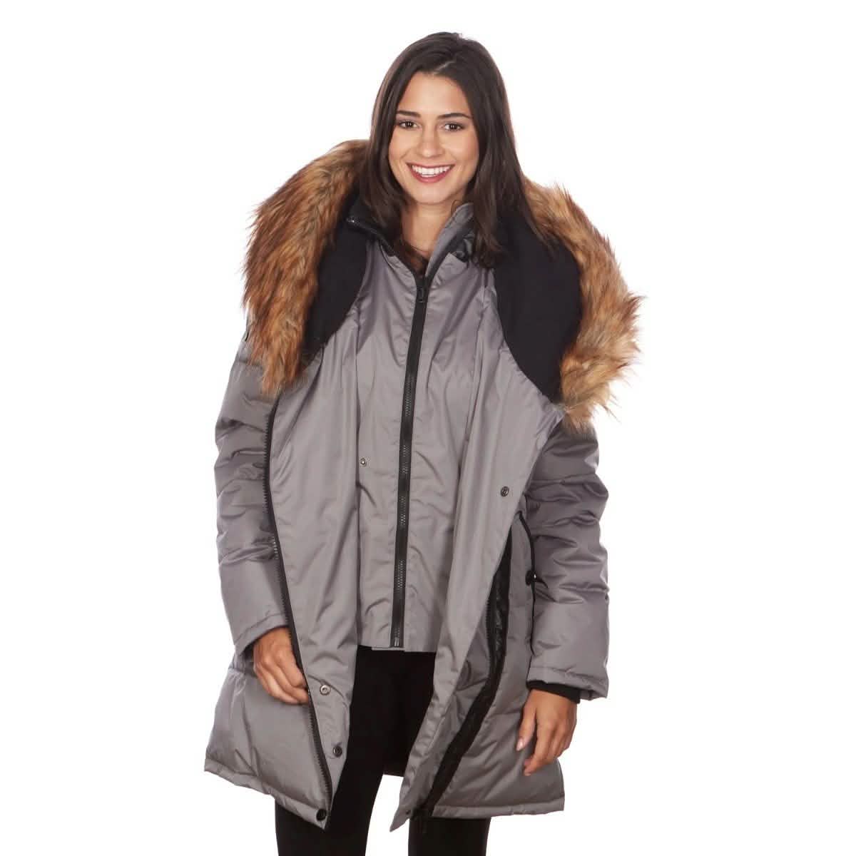 Celsius Women's Faux Fur Hooded Biker Style Puffy Coat DailySale