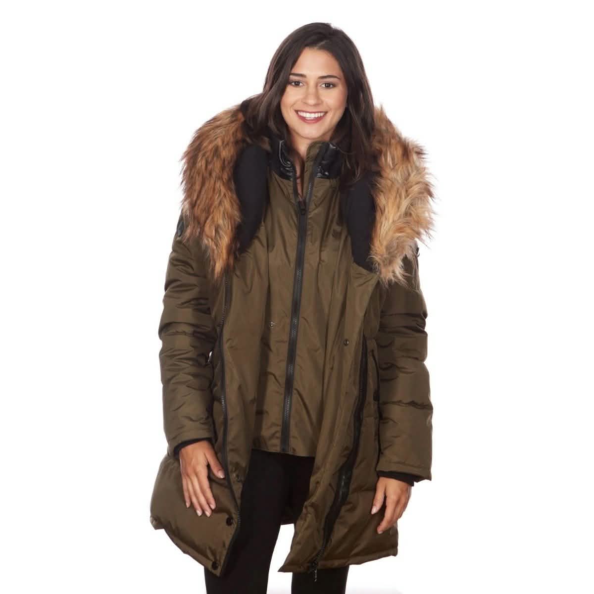 Celsius Women's Faux Fur Hooded Biker Style Puffy Coat DailySale