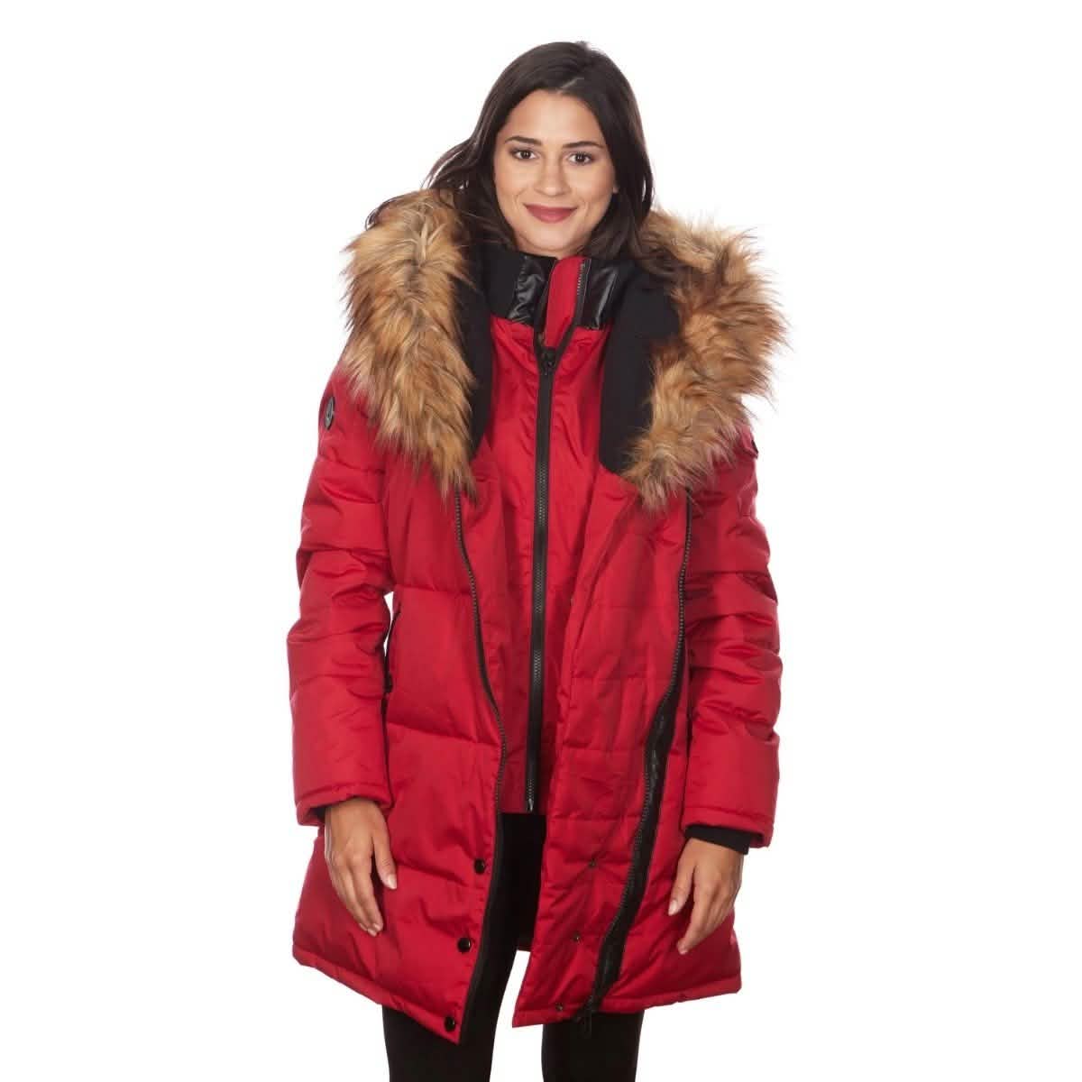 Celsius Women's Faux Fur Hooded Biker Style Puffy Coat DailySale