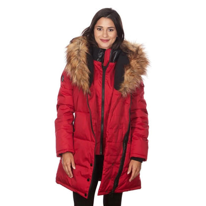 Celsius Women's Faux Fur Hooded Biker Style Puffy Coat DailySale