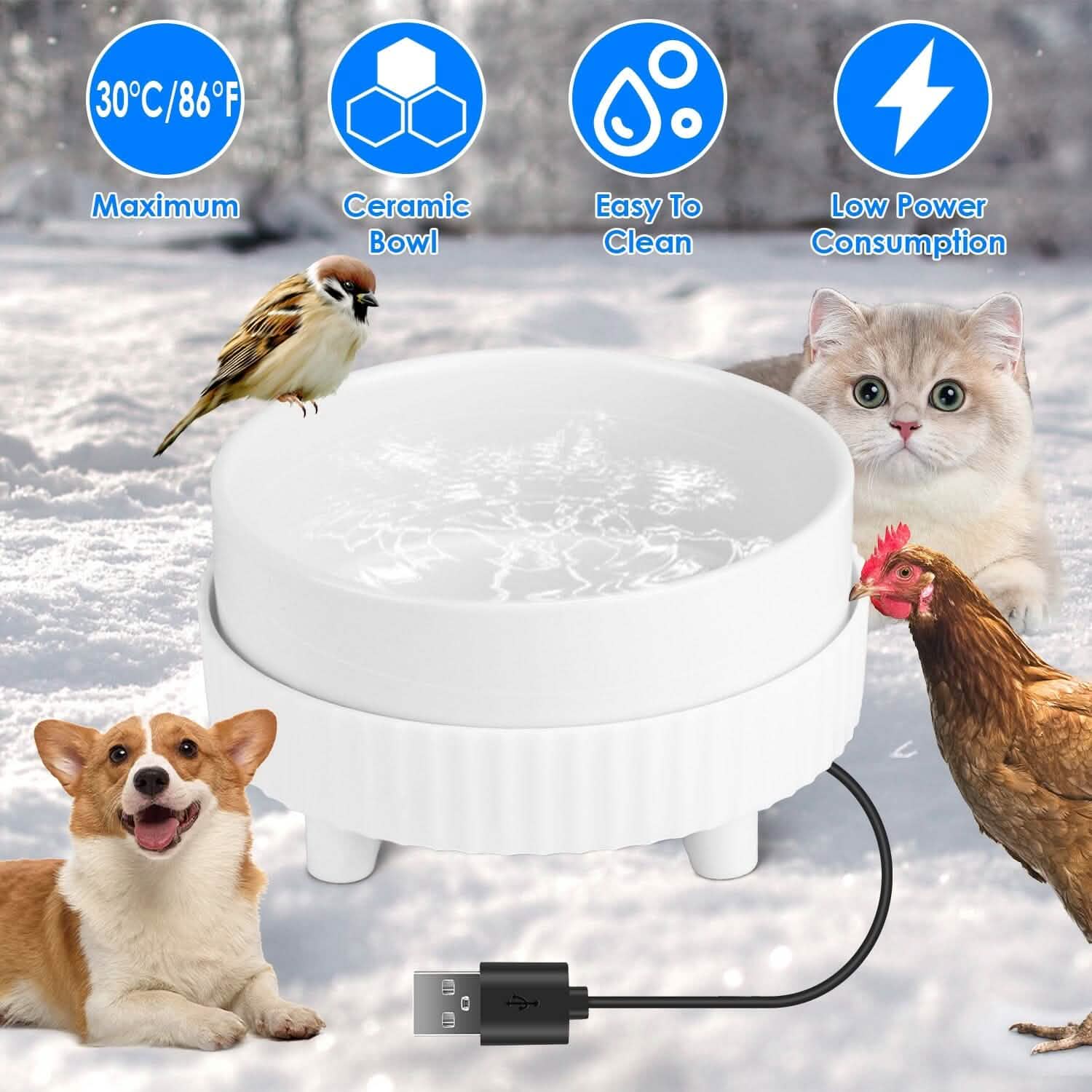 Ceramic Heated Pet Water Bowl Food Warmer DailySale