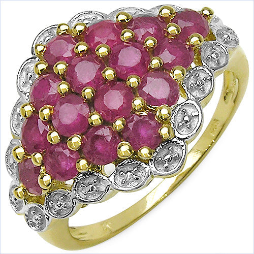 14K Yellow Gold Plated 2.08 Carat Genuine Ruby .925 Sterling Silver Ring Bids.com