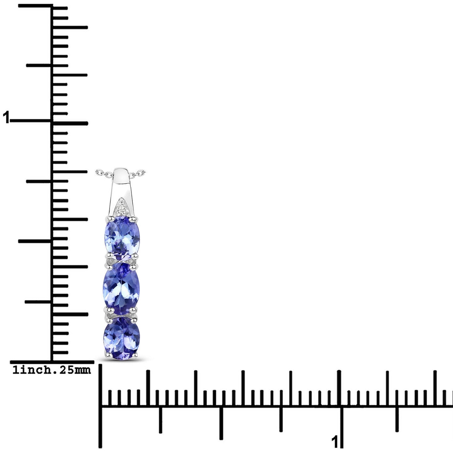 1.11 Carat Genuine Tanzanite and White Diamond .925 Sterling Silver Pendant Bids.com
