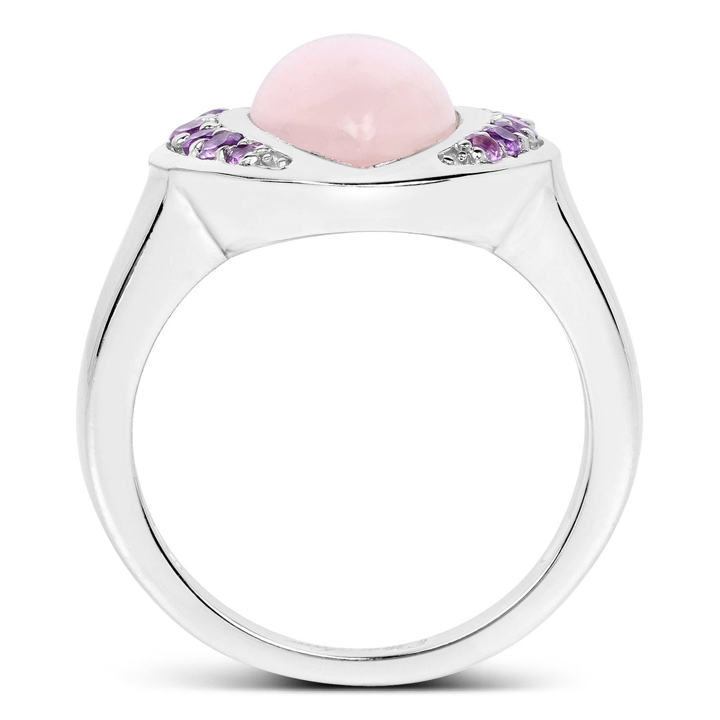 3.57 Carat Genuine Rose Quartz And Amethyst .925 Sterling Silver Ring Bids.com