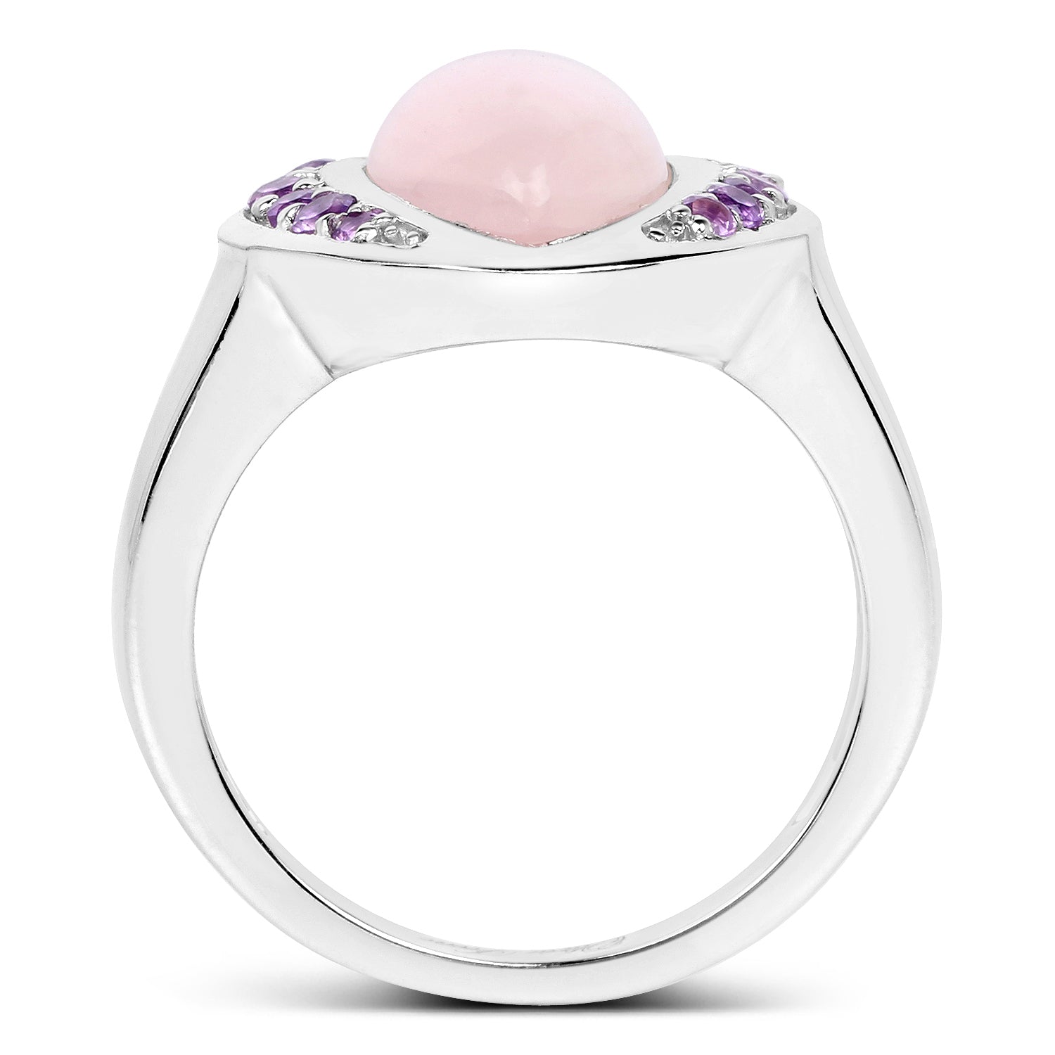 3.57 Carat Genuine Rose Quartz And Amethyst .925 Sterling Silver Ring Bids.com