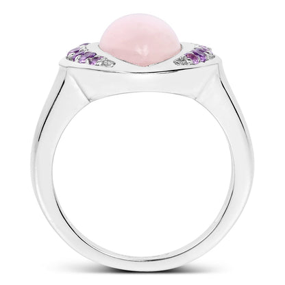 3.57 Carat Genuine Rose Quartz And Amethyst .925 Sterling Silver Ring Bids.com
