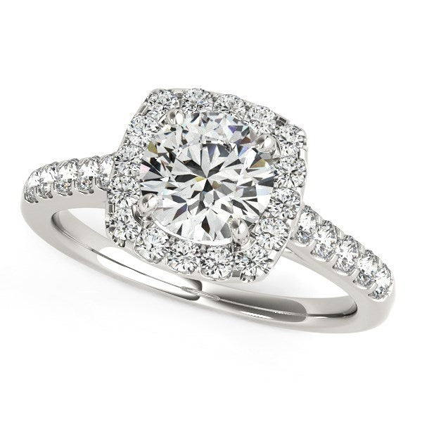 Square Shape Halo Diamond Engagement Ring in 14k White Gold (1 1/2 cttw) Bids.com