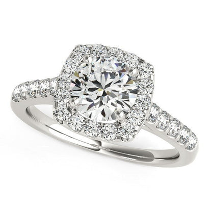 Square Shape Halo Diamond Engagement Ring in 14k White Gold (1 1/2 cttw) Bids.com