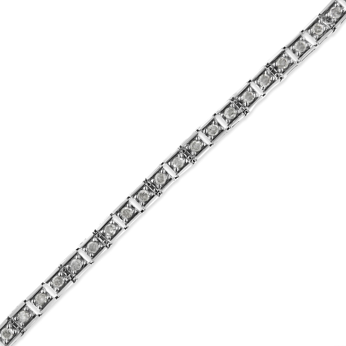 .925 Sterling Silver 1.0 Cttw Diamond Square Hybrid Link 7" Tennis Bracelet (I-J Color, I2-I3 Clarity) Bids.com