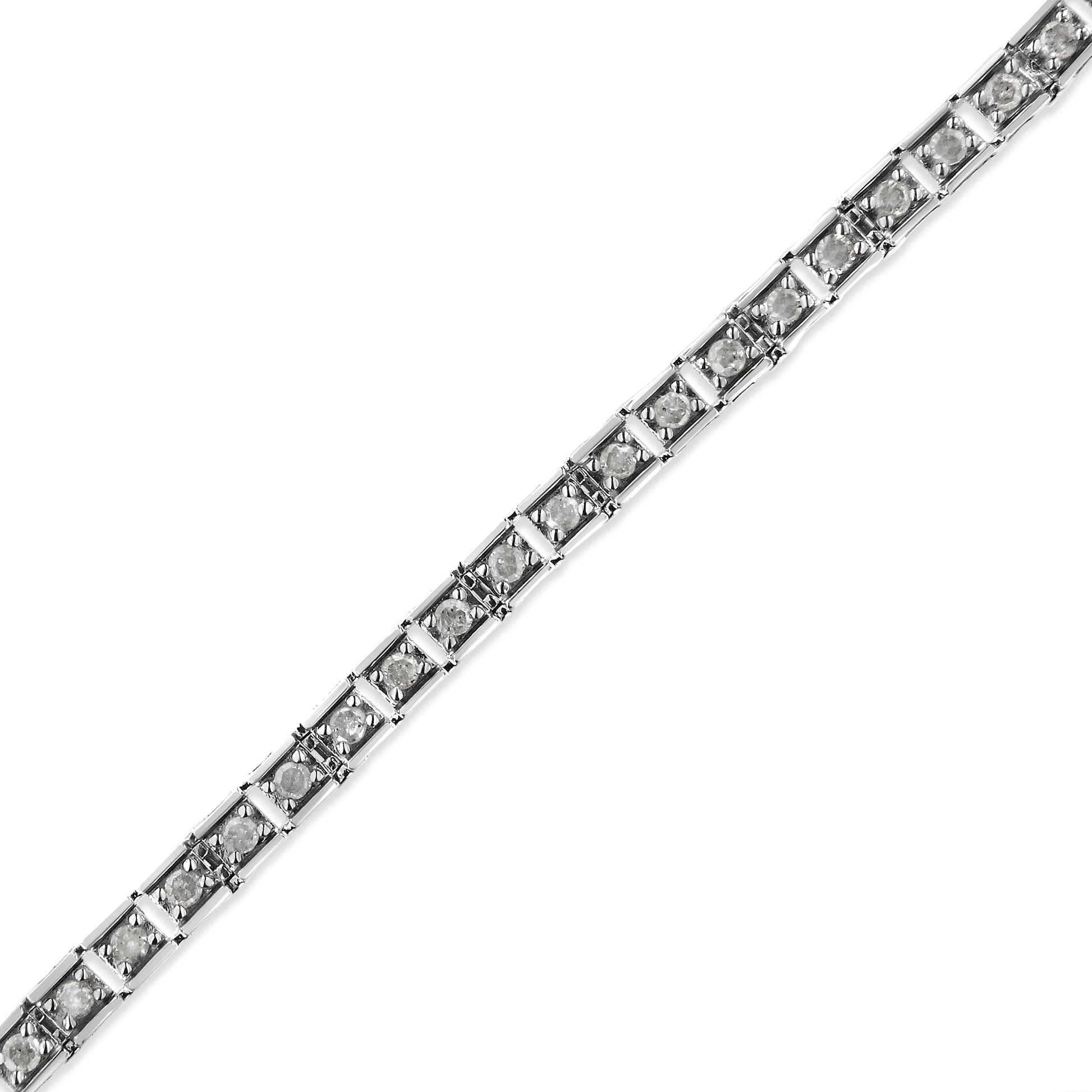 .925 Sterling Silver 1.0 Cttw Diamond Square Hybrid Link 7" Tennis Bracelet (I-J Color, I2-I3 Clarity) Bids.com